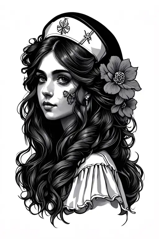 gemini Irish nurse traditional tattoo design idea