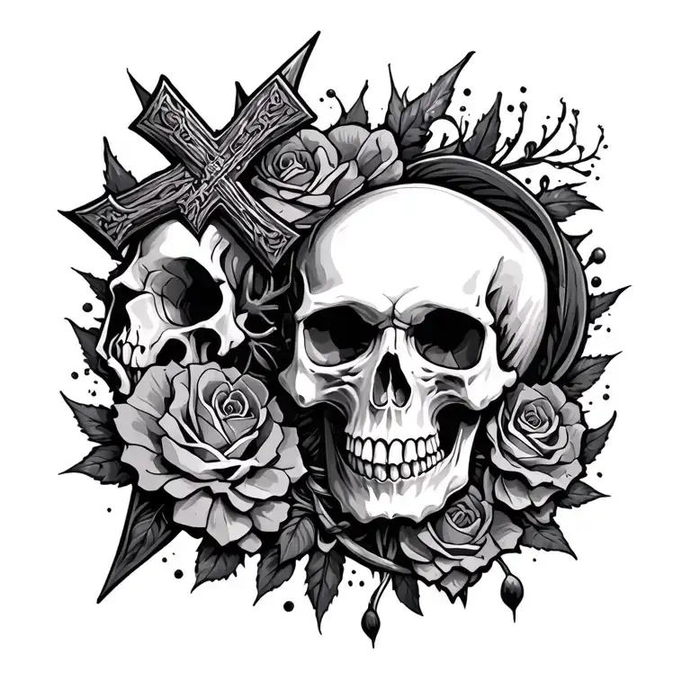 skull and cross tattoo tattoo design idea