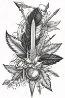 Arrow, feather, jupiter, sagittarius tattoo design idea