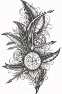 Arrow, feather, jupiter, sagittarius tattoo design idea
