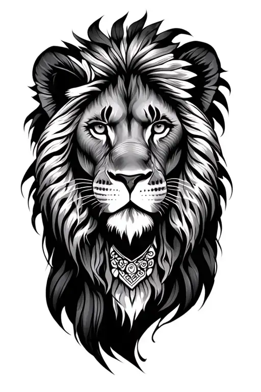 female indian lion wearing tattoo design idea