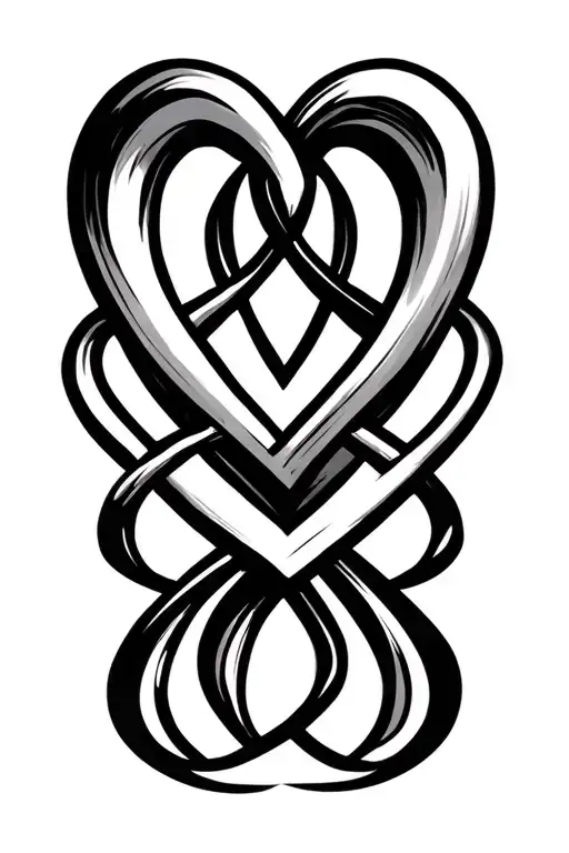 infinity symbol with M & B letters. a heart intertwined tattoo design idea