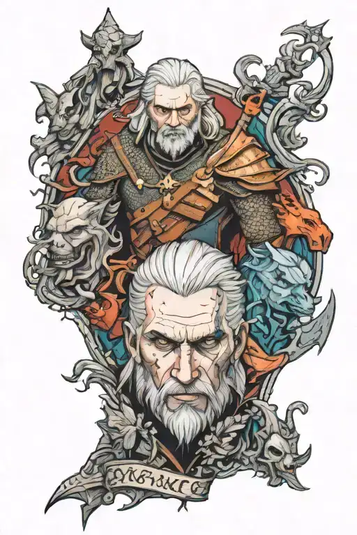 Witcher 3 and arcane league tattoo design idea
