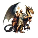 st michael and st george together in a tattoo slaying a dragon tattoo design idea