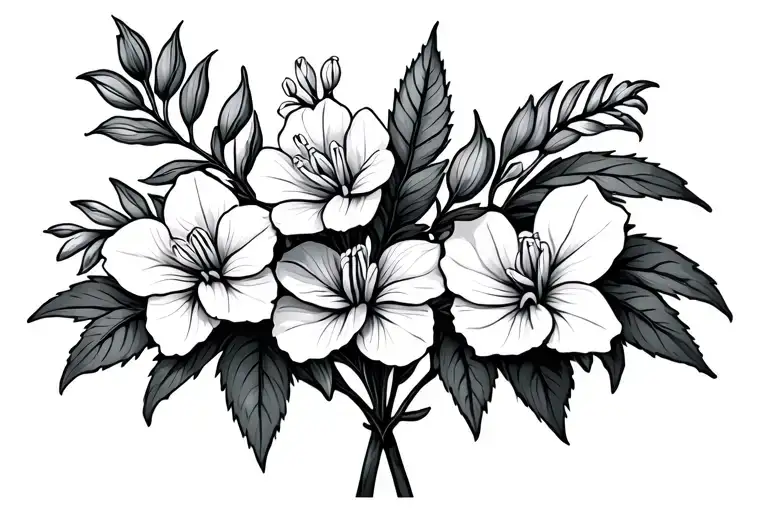 lupines and bougainvillea flowers tattoo design idea