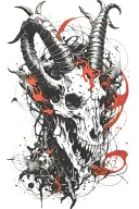 Capricorn goat skull with horns emerging tattoo design idea
