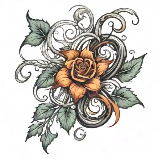 whip intertwined with vines tattoo design idea