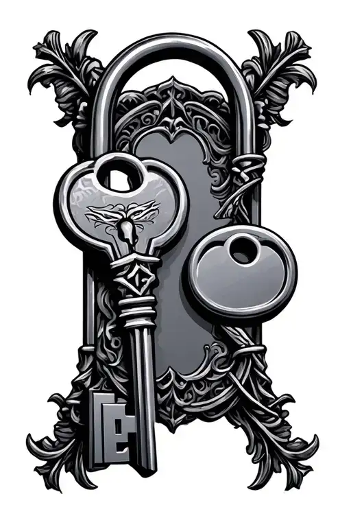lock and key tattoo design idea
