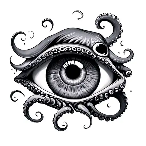 octopus, all seeing eye, ourobouros design tattoo design idea