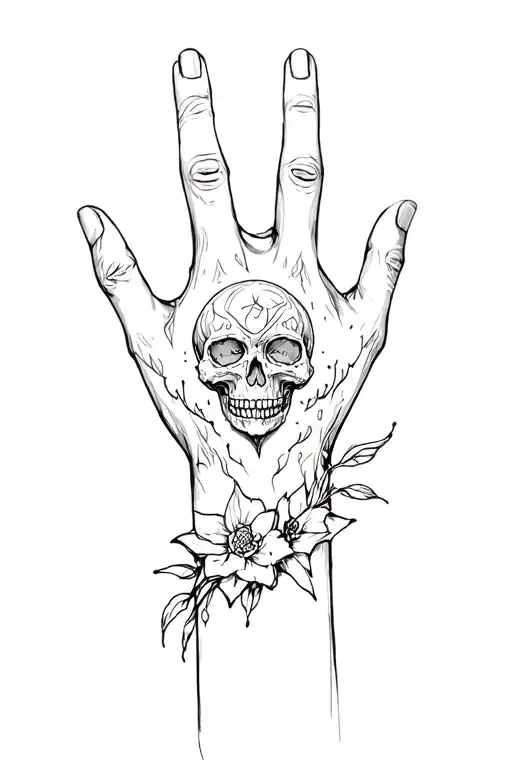 Gothic tattoo without a skull on the hand and not very smearing hand tattoo design idea