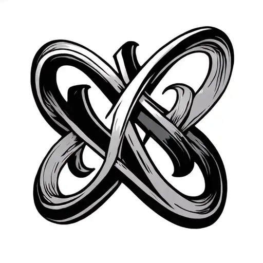 infinity cross with hidden letters N & E  tattoo design idea