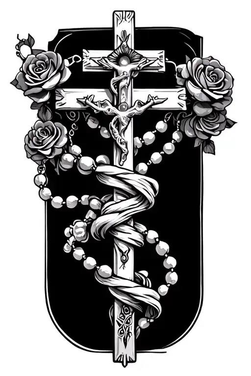 rosary wrapped fore arm tattoo design idea