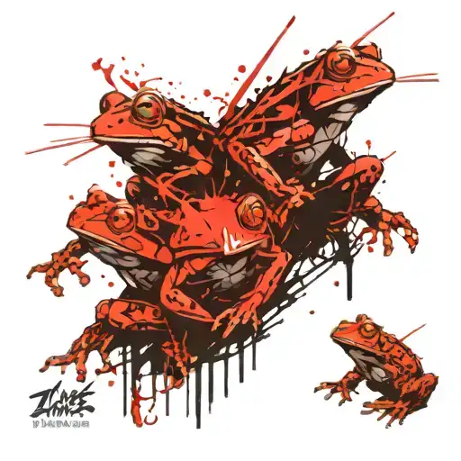 three ninja frogs tattoo design idea