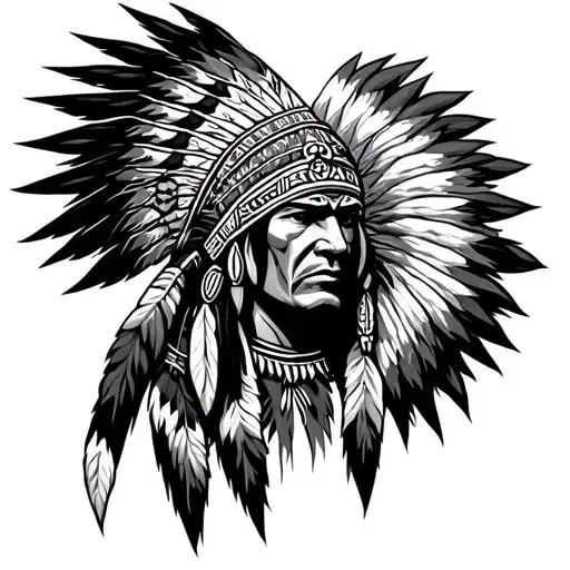 northeastern warrior indian tattoo design idea
