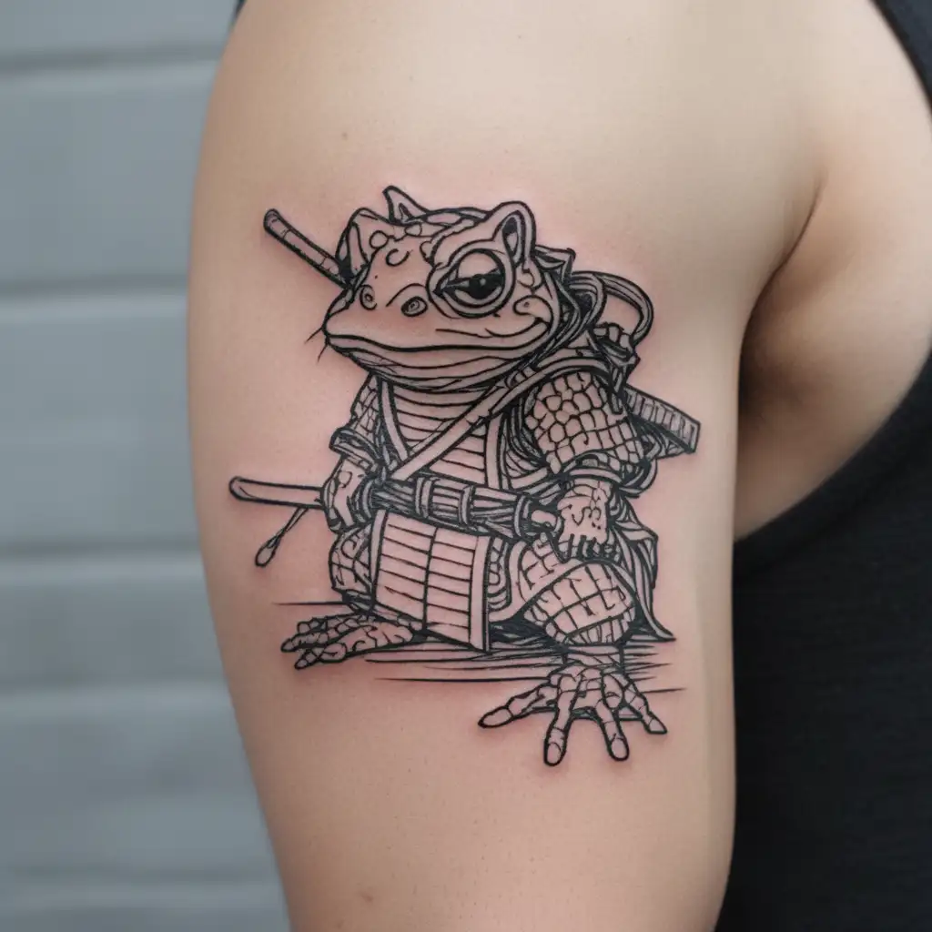 samurai frog tattoo design idea