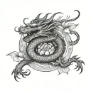 Vietnamese Dragon wrapping around lotus flower tattoo design idea