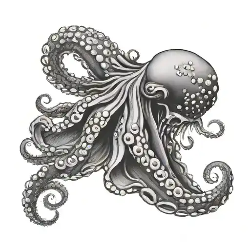 sleeve in e with octopus where tentacles will go to the neck tattoo design idea