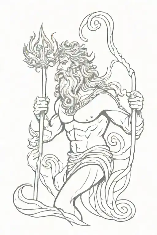 poseidon god tattoo design idea