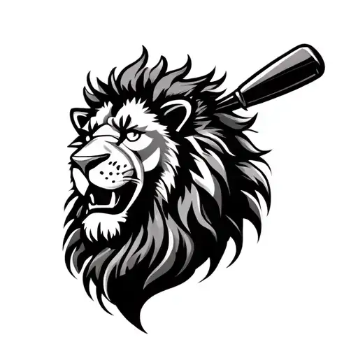 CHENNAI SUPER RAJA KING YELLOVE LION FLAMES BALL BAT tattoo design idea