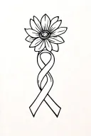 Endometriosis, symbol, strength, hope, fighter, ribbon, flower tattoo design idea