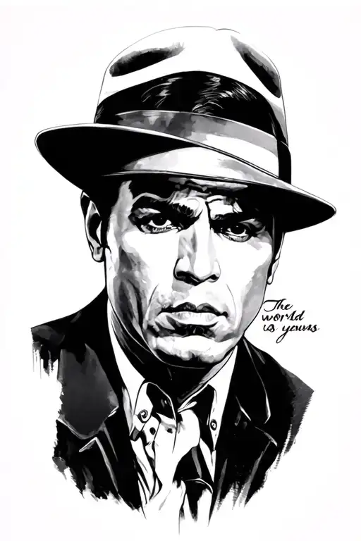 scarface tattoo, tony montana, the world is yours tattoo design idea
