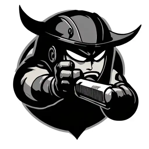 Fighter Cartoon Character tattoo design idea