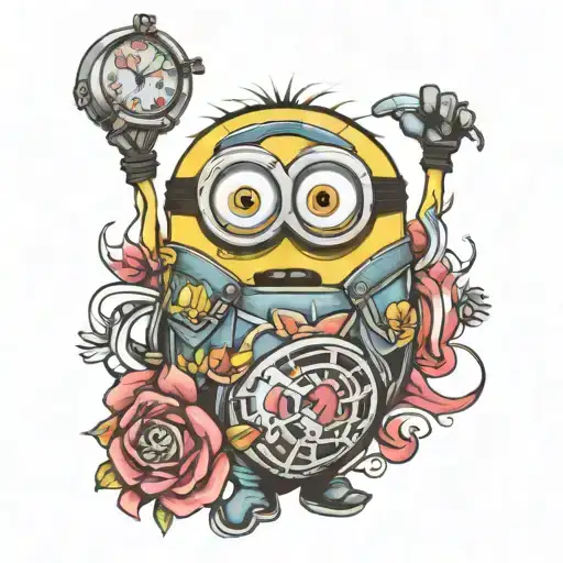 Kevin minion heart tattoo design idea