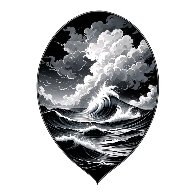 stormy sea tattoo design idea