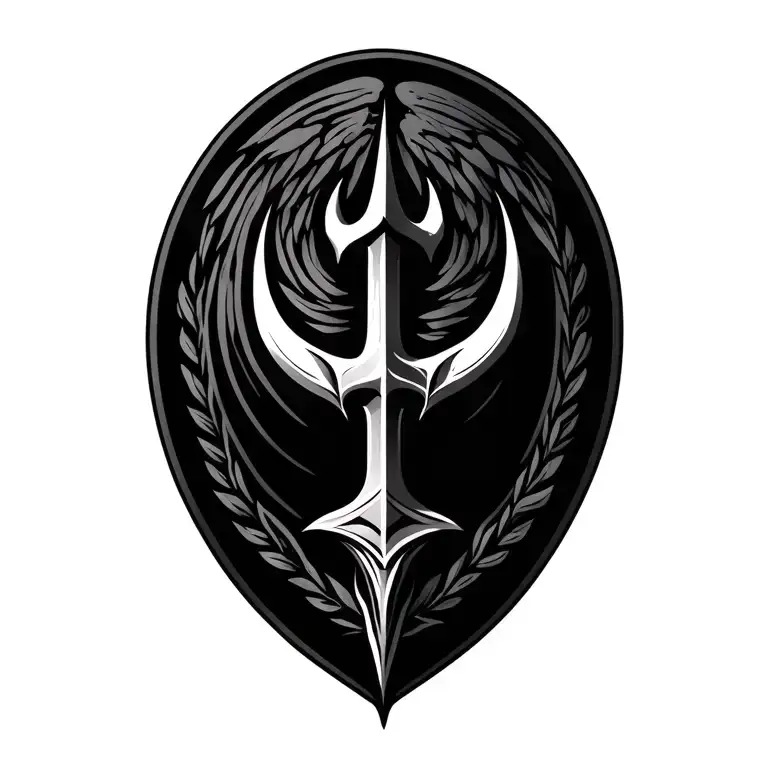 Ukrainian trident blended with Ukrainian geography  tattoo design idea