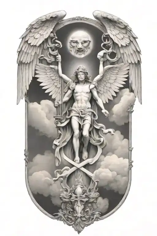 Archangels in Heaven gates tattoo design idea