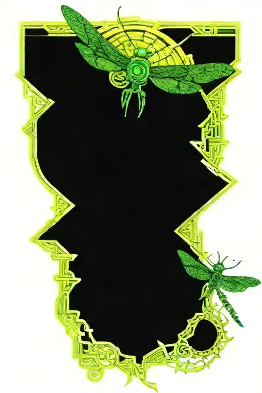 celtic dragonfly landing on a sunflower tattoo design idea