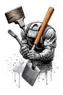 concreter with trowels tattoo design idea