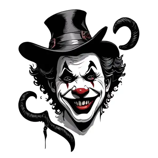 Smile now cry later, gangster clown, demon tattoo design idea