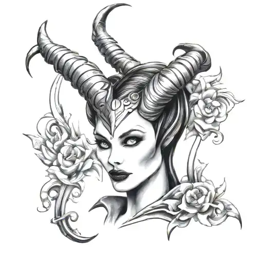 Maleficent Horns tattoo design idea