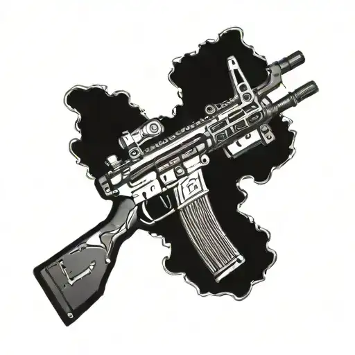 lorraine cross incorporated into an hk416  tattoo design idea
