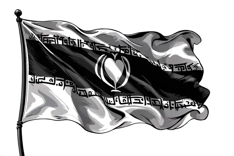 irans flag without arabic text and a heart middle of it tattoo design idea