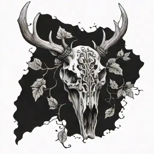 deer skull tattoo design idea