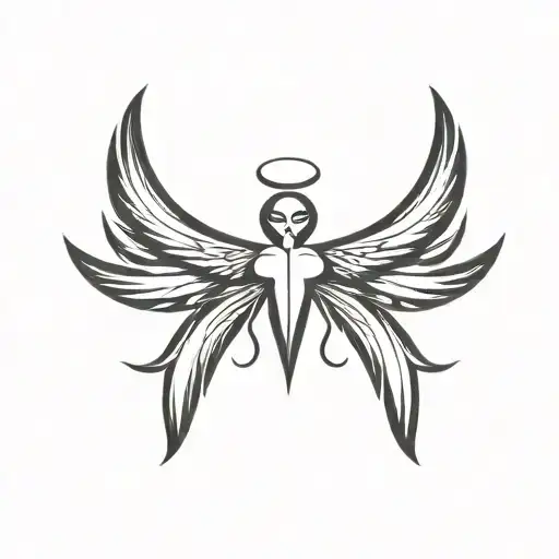 seraphim angel, 6 wings, eye in the centre tattoo design idea
