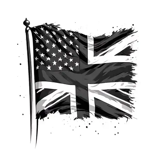 British flag combined with American flag tattoo design idea