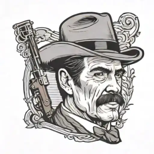 Doc Holiday from the movie tombstone in simplistic lines tattoo design idea