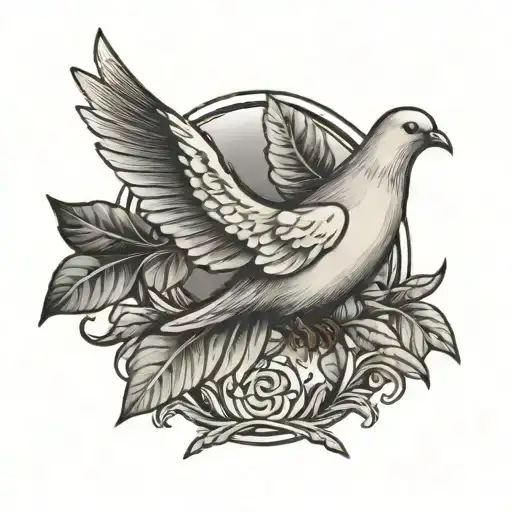 Holy spirit, Dove and Laurel leaves tattoo design idea