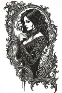 Emo girl silhouette tattoo design idea
