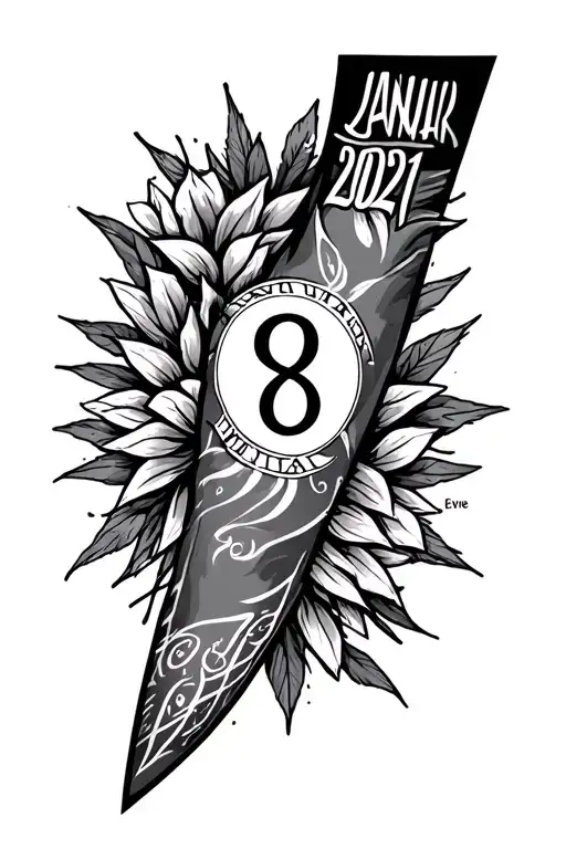 Outside Left forearm  tattoo that has the date January 8, 2021 in Roman numerals and in the background of the tattoo eve tattoo design idea