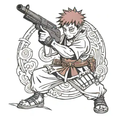 Gaara holding a gun tattoo design idea