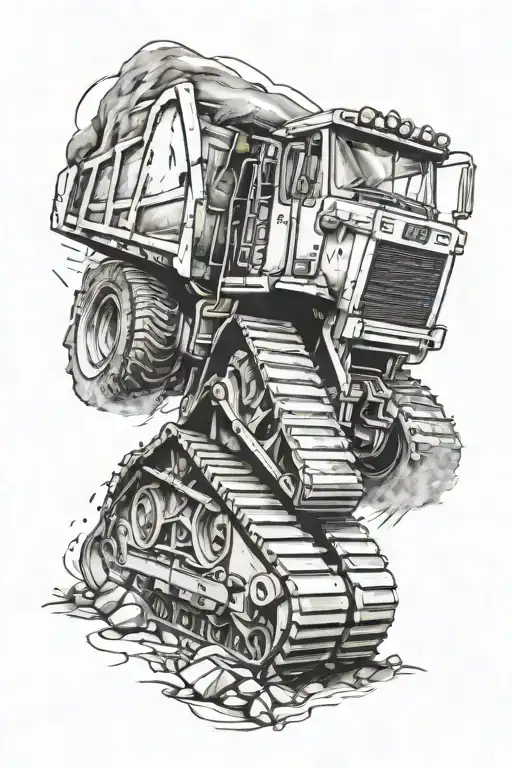 bulldozer dump truck tattoo design idea