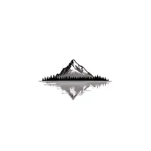 mountain and lake scene tattoo design idea