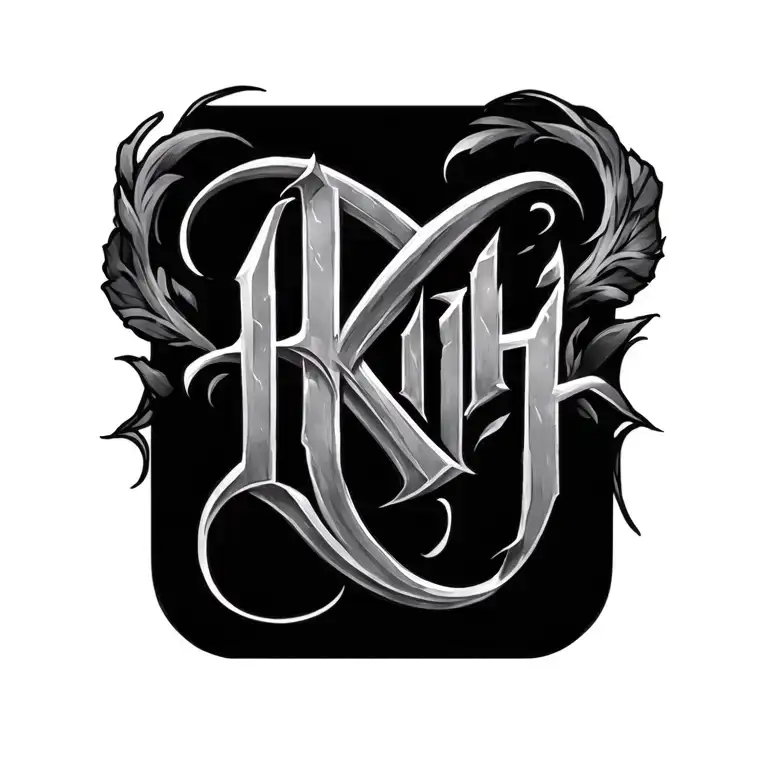 hidden lettering raksha tattoo design idea