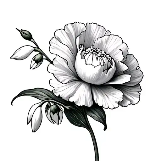 Carnation And Snowdrop tattoo design idea