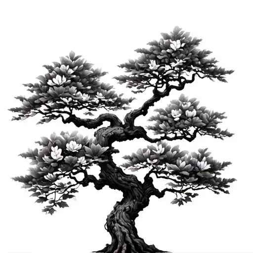 bonzai tree with blossoms tattoo design idea