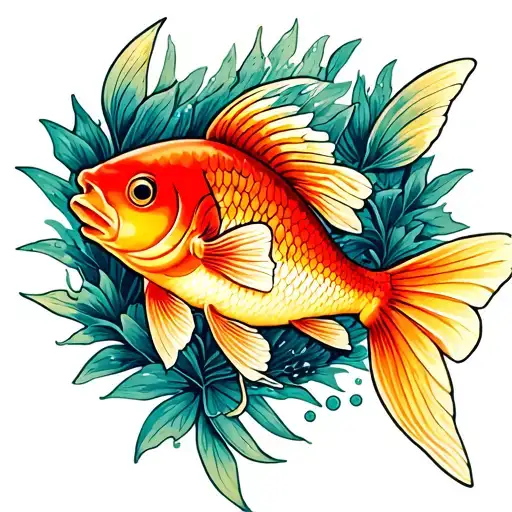 goldfish American trad tattoo design tattoo design idea
